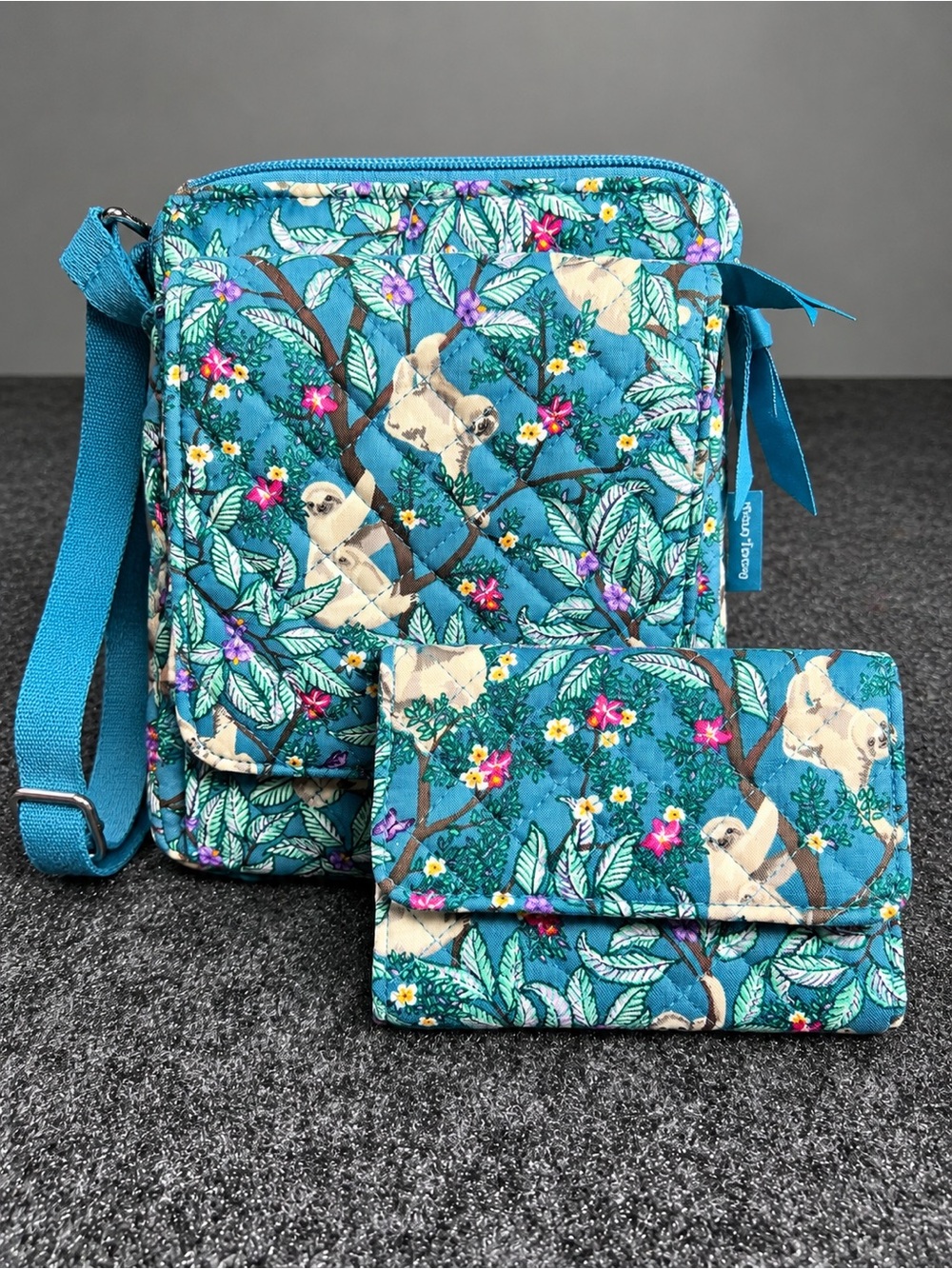 Vera Bradley Hanging Around Sloth Mini Hipster Crossbody & Wallet 2 Pc Set